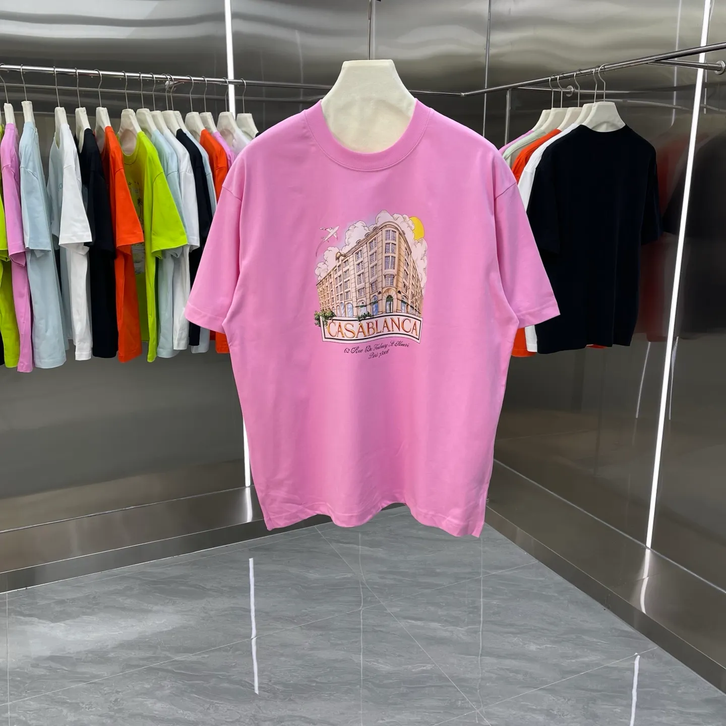 New Arrival Casablanca Classic Series T ～ ， ， 。 ， Classic ， In Stock ！ ：White Black Light Green Light Blue Pink（5 ） Size：S M L XL XXL